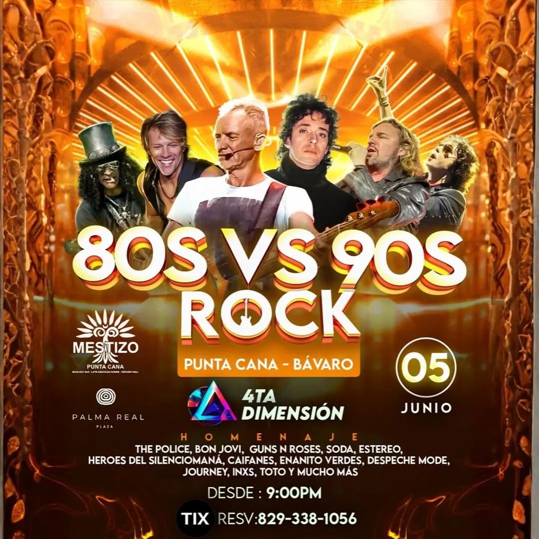 80S VS 90S ROCK by 4ta Dimension @Punta Cana, Bavaro