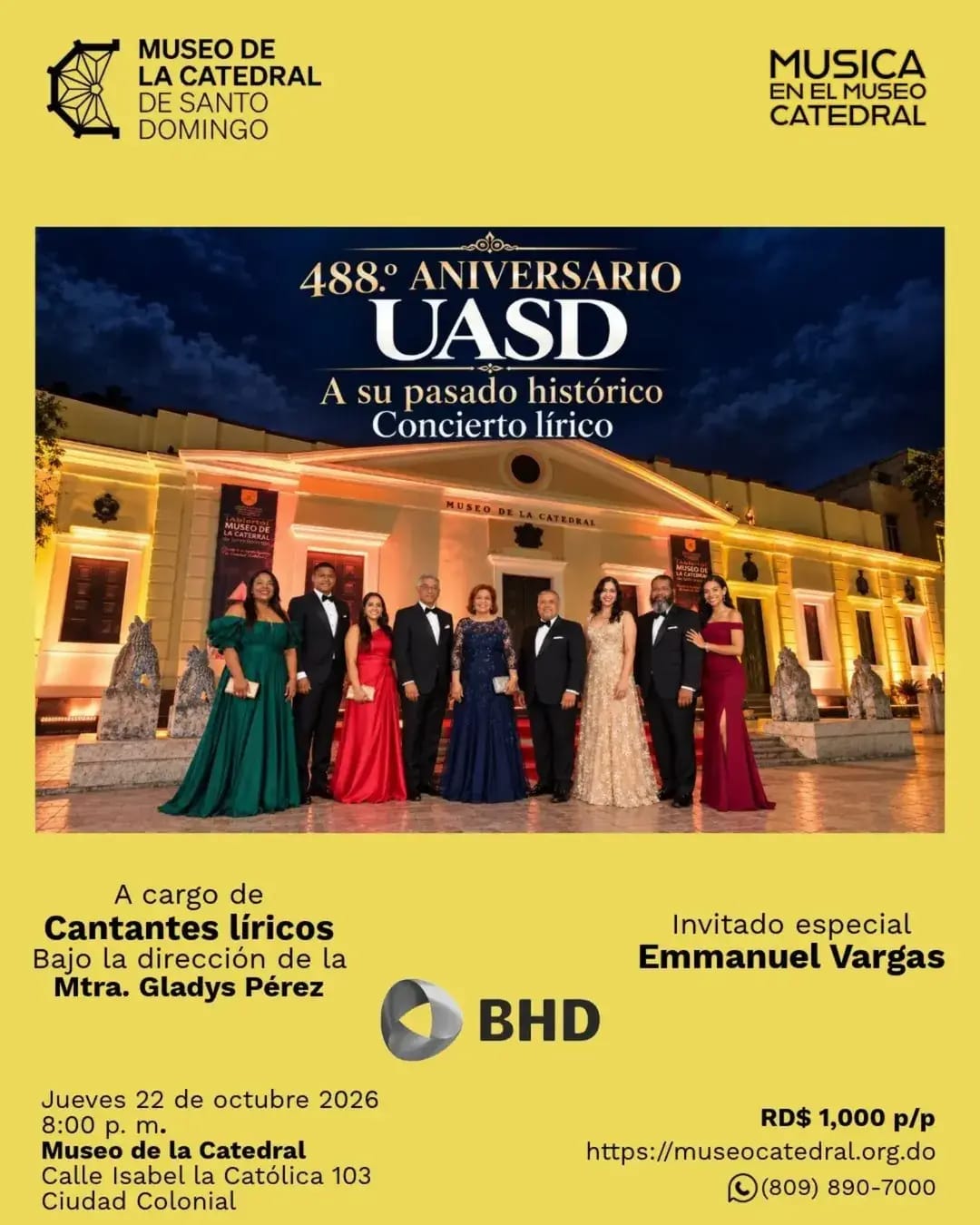 488.° ANIVERSARIO UASD — A su pasado histórico: Concierto lírico